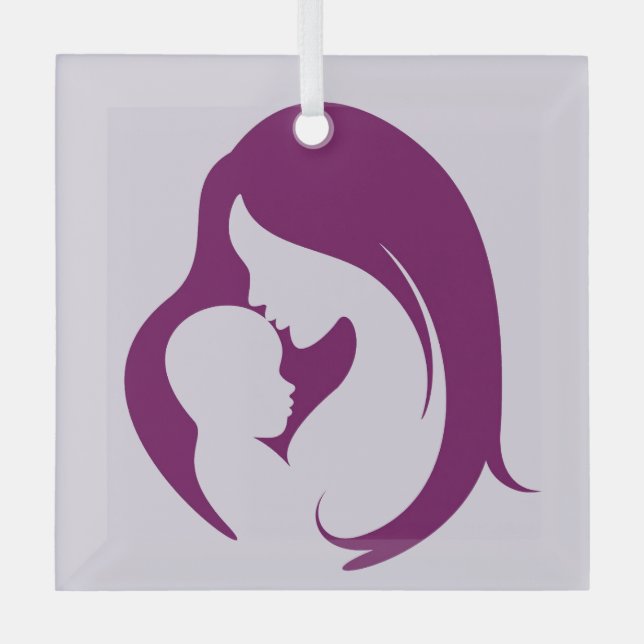 Lila Glasverzierungen für Mutter und Kind Ornament Aus Glas (Vorderseite)