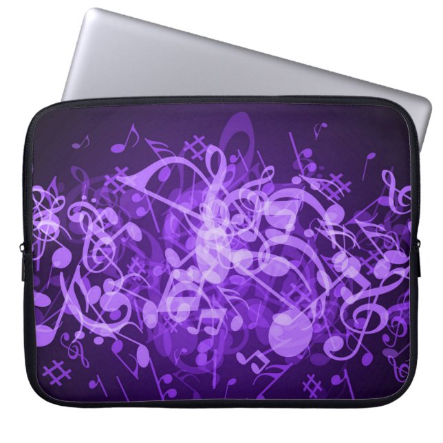 Lila glatte Musiknoten Laptop-Sieb Laptopschutzhülle (Vorderseite)