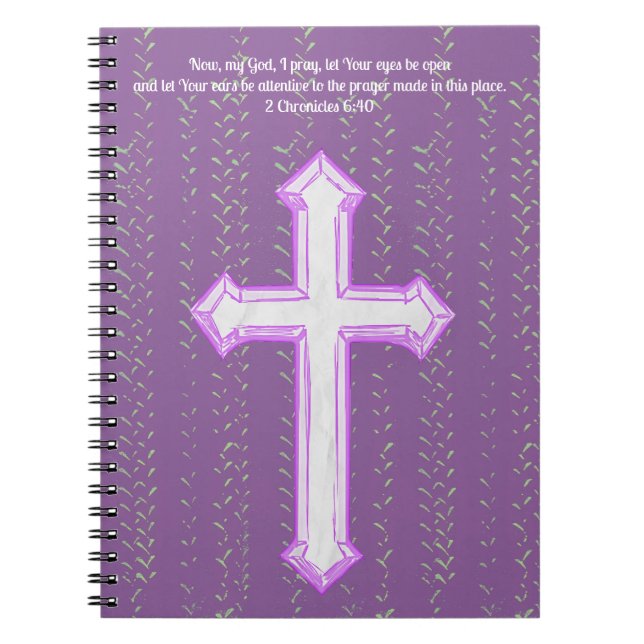 Lila Glaube Cross Gebet Journal Bible Verse Notizblock (Vorderseite)