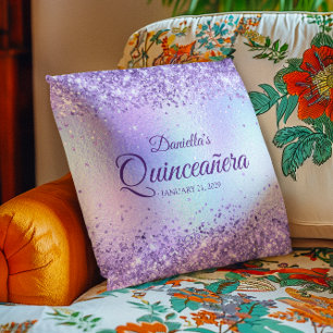 Lila Glitter Blass Irisierender Quinceanera Kissen