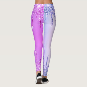 Lila Glitter Funkelnde Tropfen Leggings