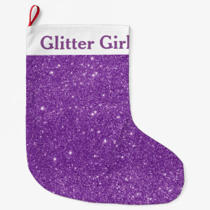 Lila Glitter-Mädchen Zeige deinen Glanz Großer Weihnachtsstrumpf