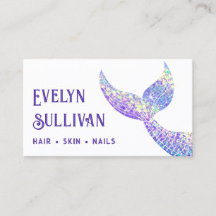 Lila-glitter-meerschwanz-business-card Visitenkarte