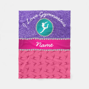 Lila Glitter-Silhouette der rosa Namensgymnastik Fleecedecke