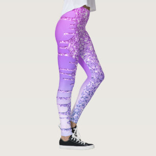 Lila Glitter-Tropfen-Leggings Leggings