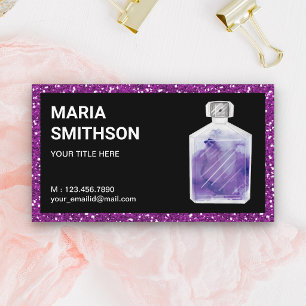 Lila Glitter-Wasserfarben-Parfümflasche Visitenkarte