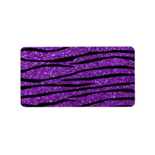 Lila Glitter Zebrastreifen Adressaufkleber