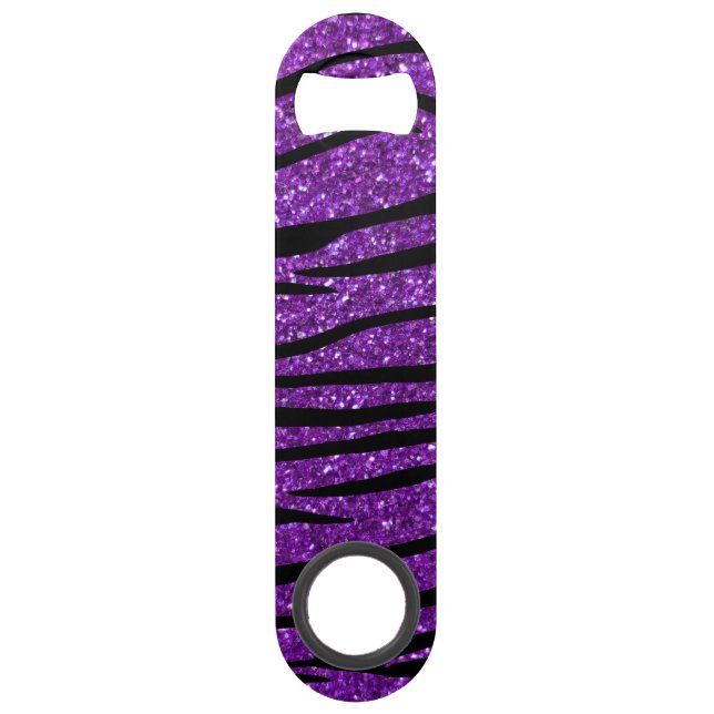 Lila Glitter Zebrastreifen Speed Flaschenöffner (Vorderseite)