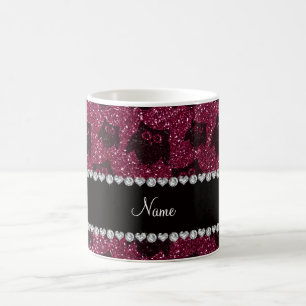 Lila Glittereulen der personalisierten Kaffeetasse