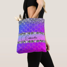 Lila Glitterie Hot Pink Diamant Tote Tasche