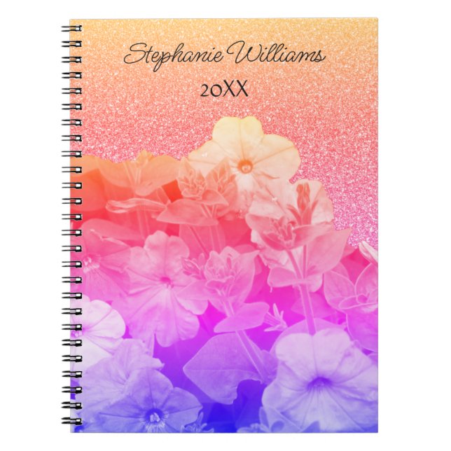 Lila Glitterie Individuelle Name Ombre Niedlich Notizblock (Vorderseite)