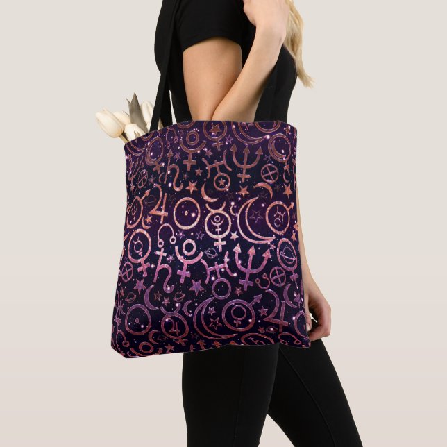 Lila Glitterie Planetarium Weltraumplaneten Tasche (Von Nahem)