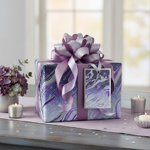 Lila Glittermarmor Geschenkpapier