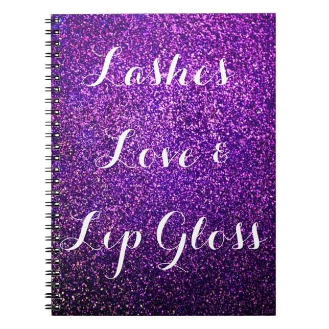 lila Glitternotizbuch peitscht Liebe lipgloss Notizblock (Vorderseite)