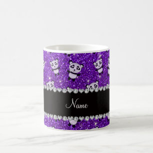 Lila Glitterpandas des personalisierten Kaffeetasse