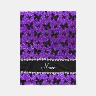 Lila Glitterschmetterling des personalisierten Fleecedecke