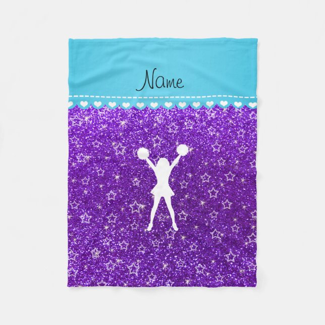 Lila Glittersterne des Namenscheerleaderindigos Fleecedecke (Vorderseite)