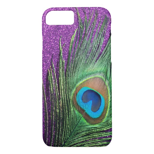 Lila Glittery Pfau-Feder-noch Leben Case-Mate iPhone Hülle (Rückseite)