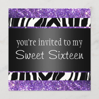 Lila Glitzer 16. Geburtstag Einladung