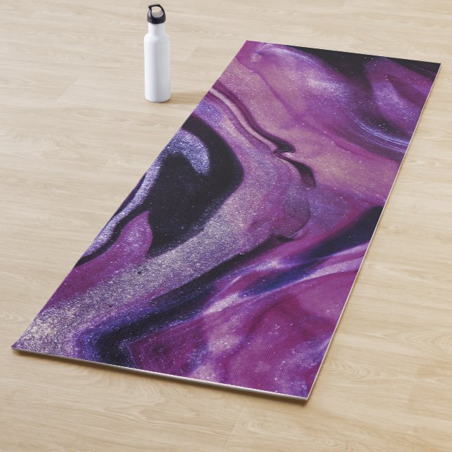 Lila Glitzer Abstrakt Marbellfarbe Akrylfarbe Yogamatte (Beispiel)
