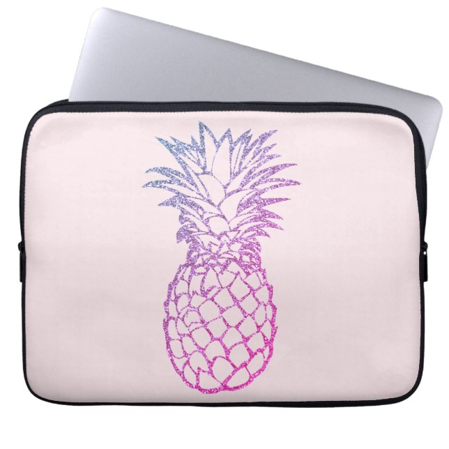 Lila Glitzer-Ananas-Laptop-Computer Hülse Laptopschutzhülle (Vorderseite)