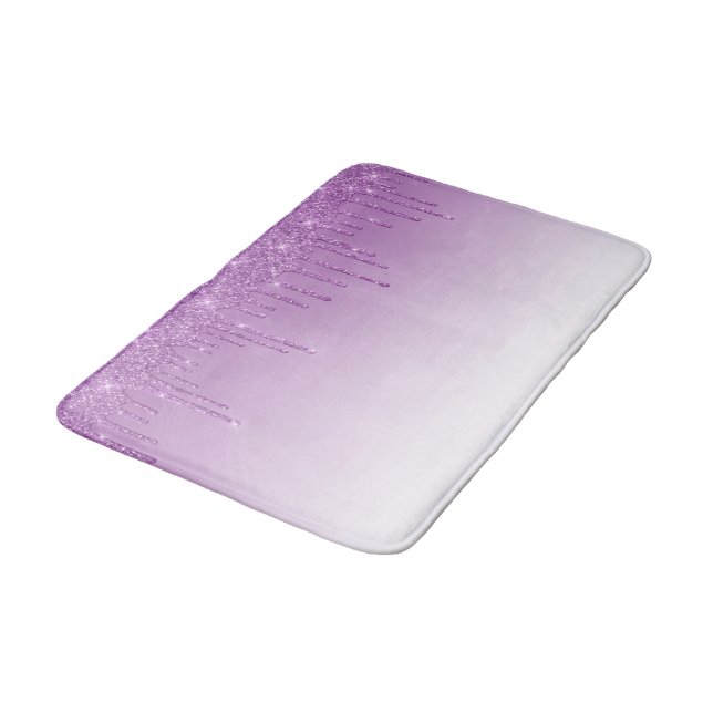 Lila Glitzer Bath Mat Badematte (Schrägansicht)