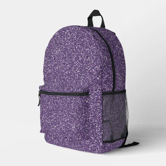 Lila Glitzer Bedruckter Rucksack (Rückseitige Ecke Rechts)