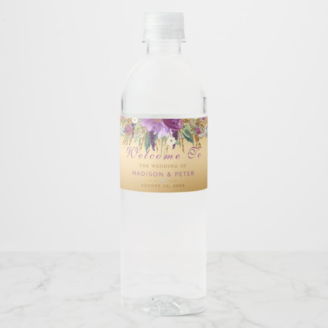 Lila Glitzer Blume Diamanten Hochzeit (Vorderseite)