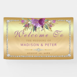 Lila Glitzer Blume Diamanten Hochzeit Banner