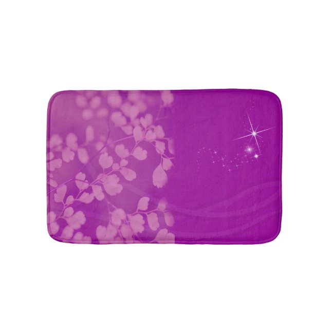 Lila Glitzer Blumenkohl Personalisiert Badematte (Vorderseite)