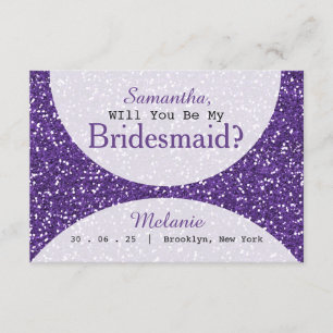 Lila Glitzer Brautparty Bridesmaid Einladung