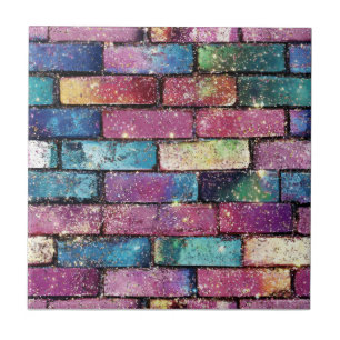 Lila Glitzer Brick Pattern Fliese