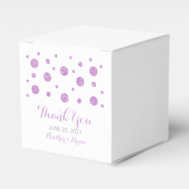 Lila Glitzer Confetti-Gastgeschenk Hochzeit-Felder Geschenkschachtel (Vorderseite)