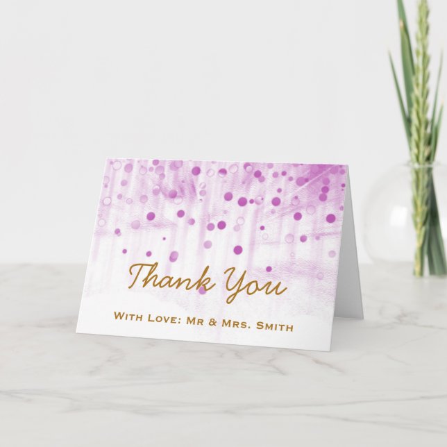 Lila Glitzer Confetti Glitzern Dots Vielen Dank Dankeskarte (Vorderseite)