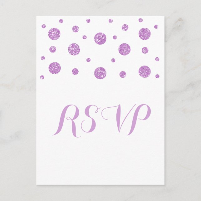 Lila Glitzer Confetti Response Postkarte (Vorderseite)