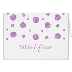 Lila Glitzer Confetti Tischnummer Card