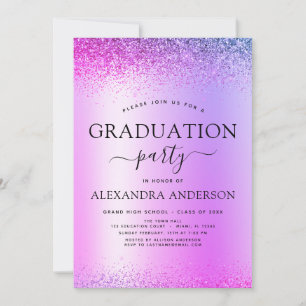 Lila Glitzer der Graduationspartei 2022 Einladung