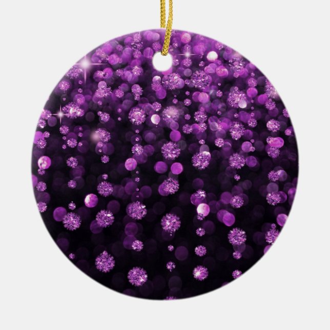 Lila Glitzer-Diamanten Keramikornament (Vorne)