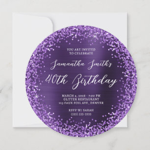 Lila Glitzer Dunkler Violettfilm 40. Geburtstag Einladung