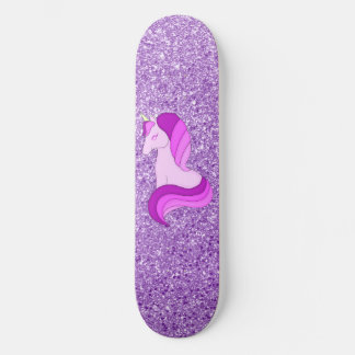 Lila Glitzer Einhorn Skateboard Deck