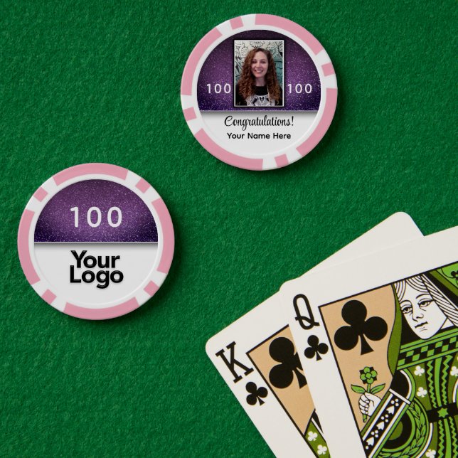 Lila Glitzer Foto Herzlichen Glückwunsch Unternehm Pokerchips (Pokertisch (doppelt))
