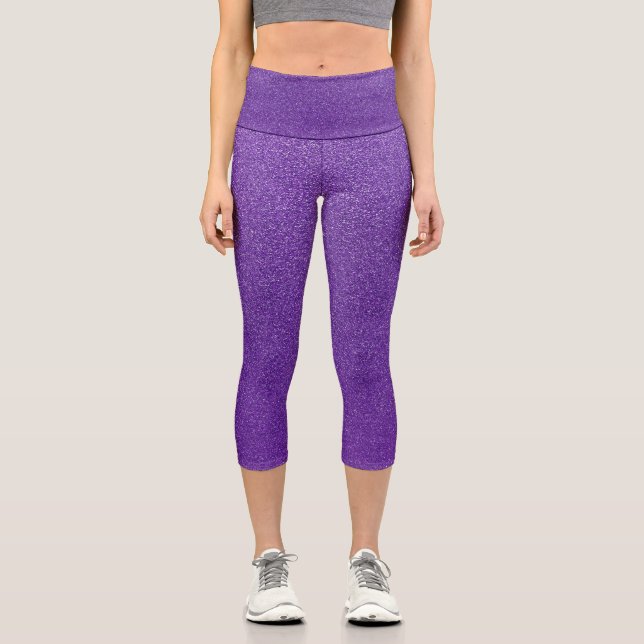 Lila Glitzer, Funkeln, Glitzer Hintergrund Capri Leggings (Vorderseite)