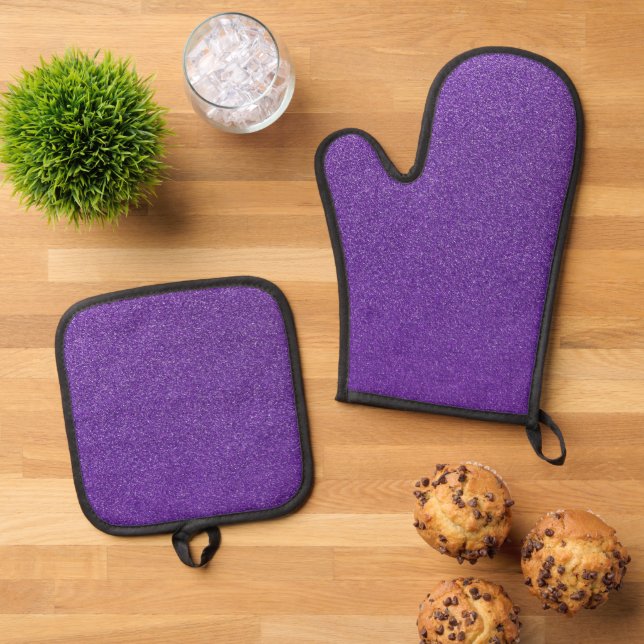 Lila Glitzer, Funkeln, Glitzer Hintergrund Ofenhandschuh & Topflappen-Set (Oben Unten)