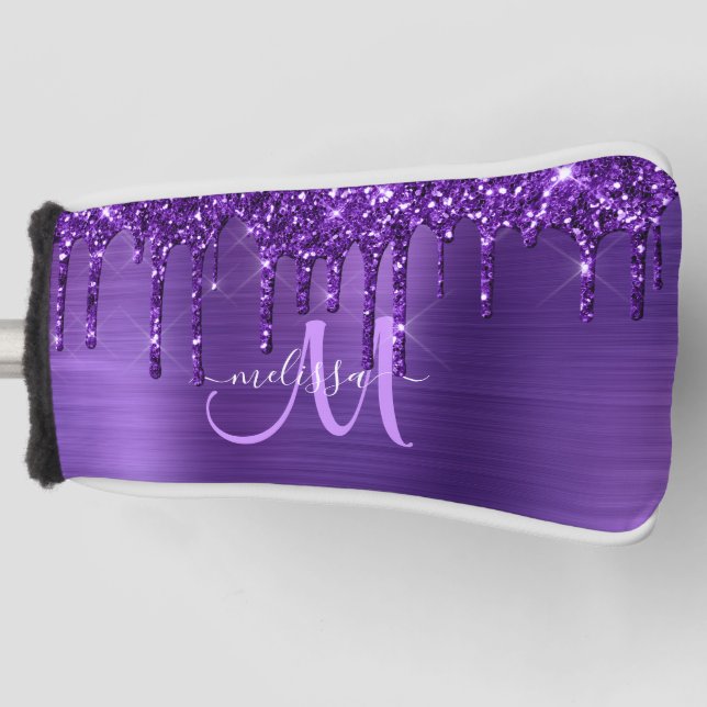 Lila Glitzer für die Pinselzubereitung Golf Headcover (Vorderseite)