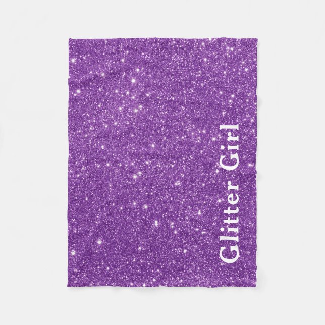 Lila Glitzer Girl Zeigen Sie Ihre Glamour sparkle Fleecedecke (Vorderseite)