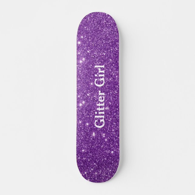 Lila Glitzer Girl Zeigen Sie Ihre Glamour sparkle Skateboard (Vorne)
