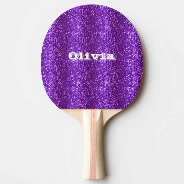 Lila Glitzer Girly Glam Bling Modernster Tischtennis Schläger (Vorderseite)