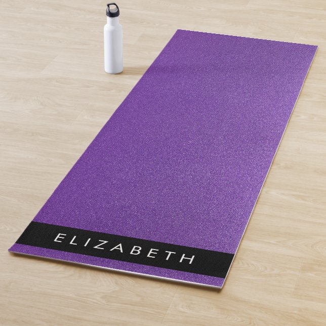 Lila Glitzer, Glitzer Hintergrund, Ihr Name Yogamatte (Beispiel)