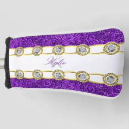 Lila Glitzer Gold Juwelen Monogramm Name Putter Golf Headcover