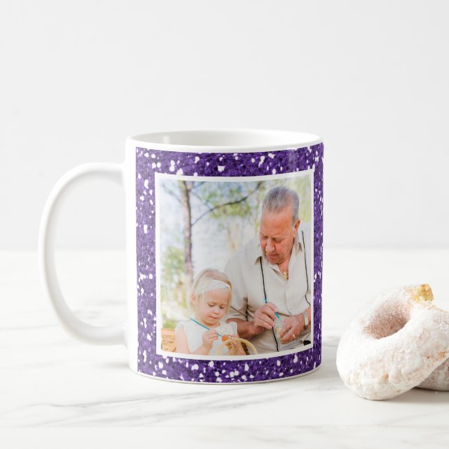 Lila Glitzer Großeltern 2 Foto Kaffeetasse (Mit Donut)